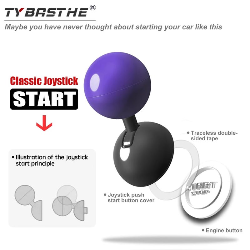Tybasthe Original Push Start Button Metal Car Joystick Starter Engine Ignition Cover - Cool Interior Decorations Accessories - Purple - Image 3